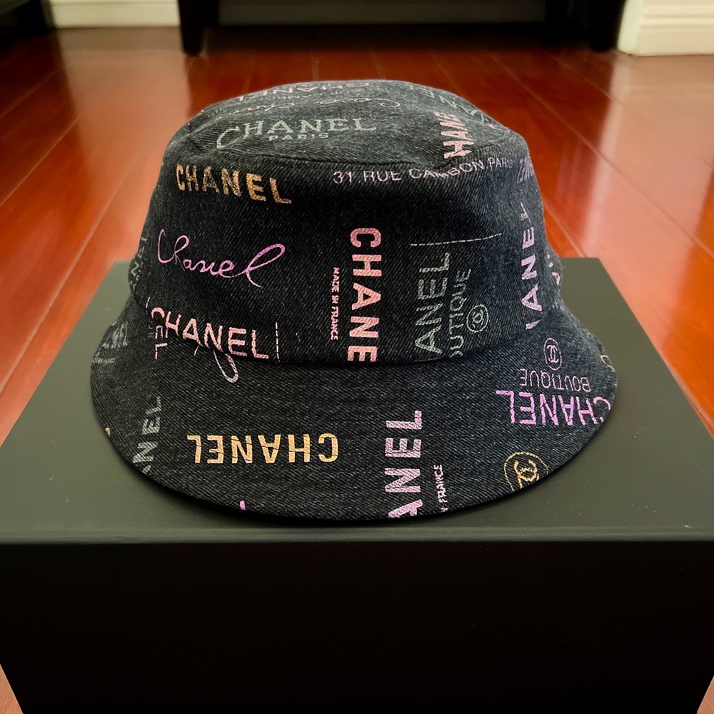 Authentic Chanel Denim Print Bucket Hat